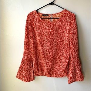 Coeur De Vague Bell Sleeve Floral Blouse